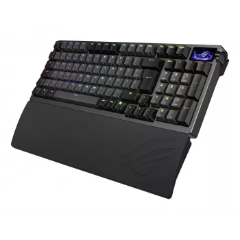 Mechaninė žaidimų klaviatūra ASUS ROG Azoth 96 HE – 96 % QWERTZ, USB + RF belaidis + Bluetooth, magnetiniai-mechaniniai jungikliai, RGB, juoda