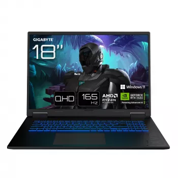 Nešiojamas kompiuteris GIGABYTE GAMING A18 3VHK3DEC64SH, AMD Ryzen™ 7 260, 45,7 cm (18 colių) WQXGA, 32 GB DDR5-SDRAM, 1 TB SSD, NVIDIA GeForce RTX 5060, Wi-Fi 6E (802.11ax), Windows 11 Home, juodas