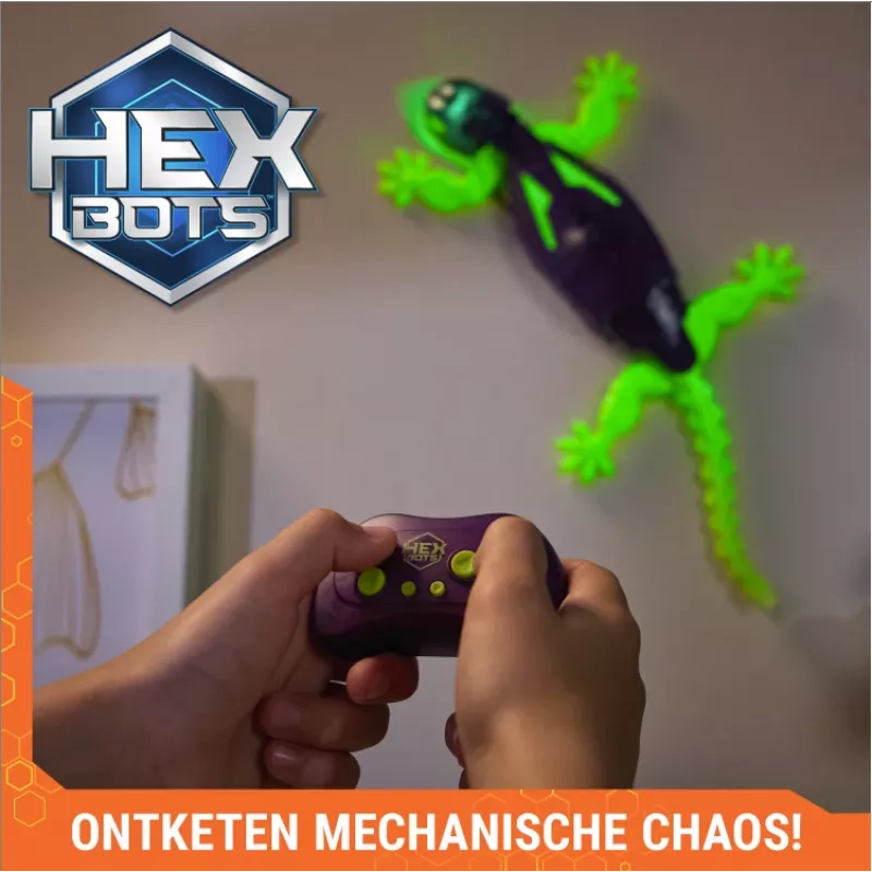 HEX BOTS švytintis tamsoje gekonas, įkraunamas nuotolinio valdymo robotas vaikams, lipantis sienomis, išdaigų žaislas, tinkamas berniukams ir mergaitėms nuo 4 metų