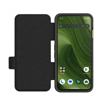 Dėklas su atverčiamu dangteliu Fairphone F6FLIP-1ZW-WW1, skirtas Fairphone 6, atverčiamas dangtelis 16 cm (6,31 colio) ekranui, plastikinis, juodas