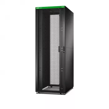 Laisvai pastatomas serverio stovas APC Easy Rack 48U (juodas) su stogu, ratukais, kojelėmis, 4 kronšteinais, šoninėmis plokštėmis — 2258 x 800 x 1200 mm