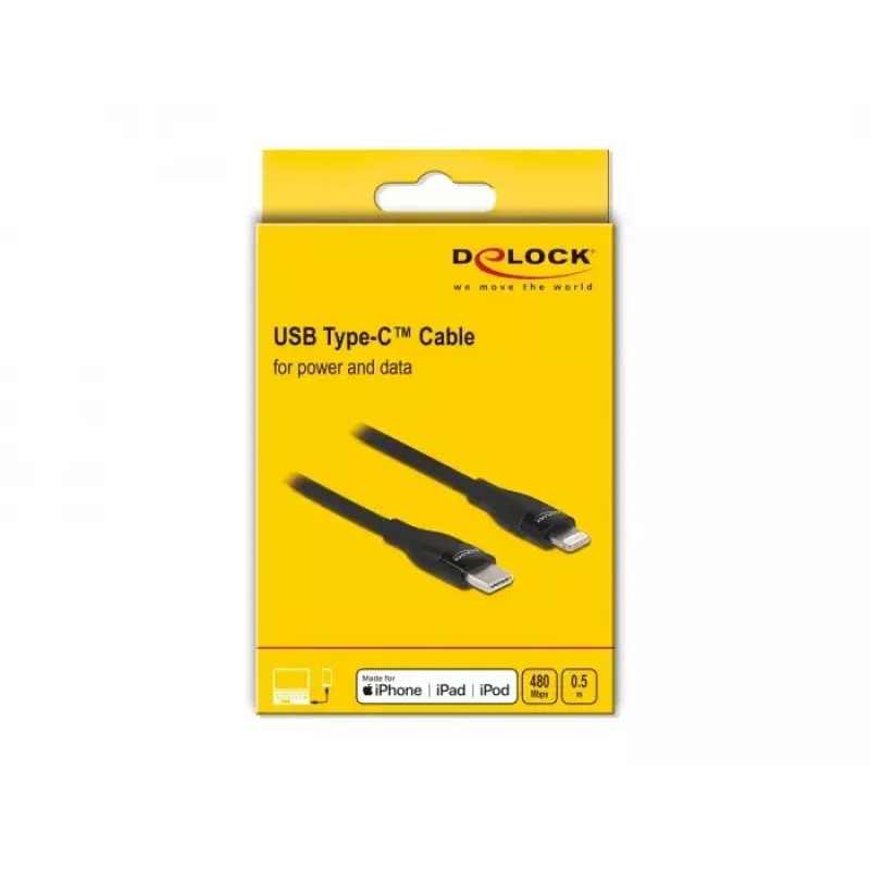 Duomenų ir įkrovimo kabelis DeLOCK USB Type-C į Lightning 0,5 m