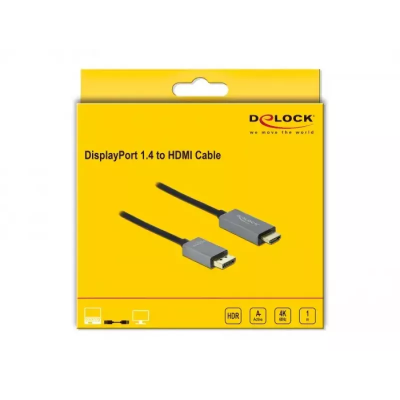 Aktyvus DisplayPort 1.4 į HDMI laidas DeLOCK 85928 1m 4K 60Hz HDR