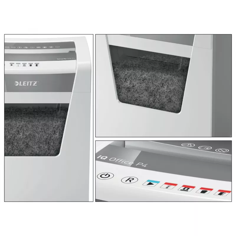 Smulkintuvas Leitz IQ Office P4, kryžminis pjovimas, 22,3 cm, 4 x 40 mm, 23 l, 225 lapų, 55 dB