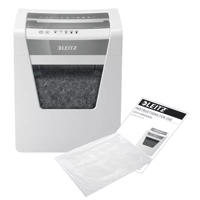 Smulkintuvas Leitz IQ Office P4, kryžminis pjovimas, 22,3 cm, 4 x 40 mm, 23 l, 225 lapų, 55 dB