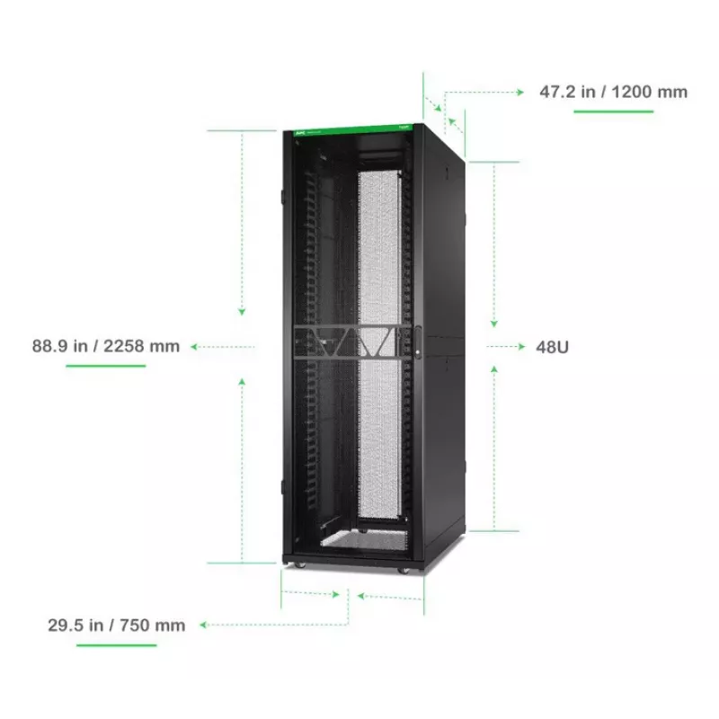 APC NetShelter SX tinklo stovas, 48U, 2258H x 750W x 1200D mm, su šoninėmis plokštėmis, juodas