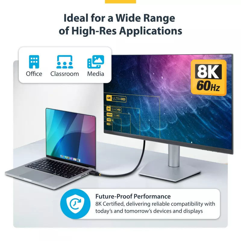 StarTech.com 5m (16ft) sertifikuotas itin greitas HDMI laidas, 8K 60Hz/4K 120Hz, HDMI 2.1 su HDR10+ / eARC, 48Gbps, 8K HDMI laidas monitoriui/TV/ekranui, lankstus TPE apvalkalas