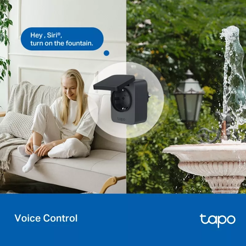 Išmanusis kištukas TP-Link Tapo P410M – lauko Wi‑Fi rozetė, 3680 W, 200–250 V, juoda