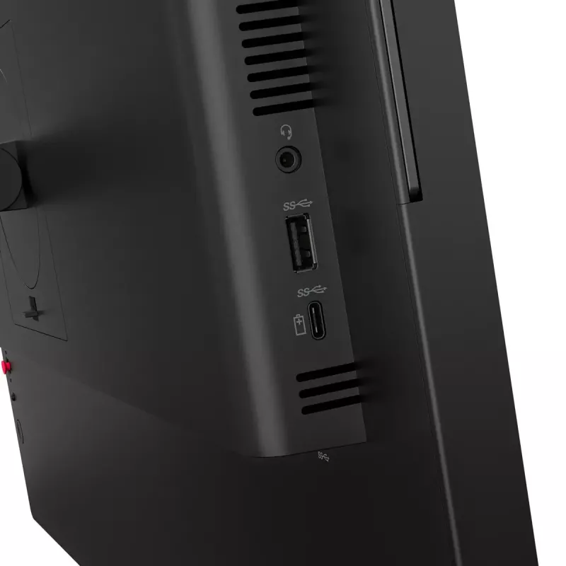 24 colių Lenovo ThinkVision T24-4v IPS LCD monitorius, 1920×1080 Full HD, 6 ms, 250 cd/m², įmontuoti garsiakalbiai, USB šakotuvas, VESA, aukščio reguliavimas, juodas