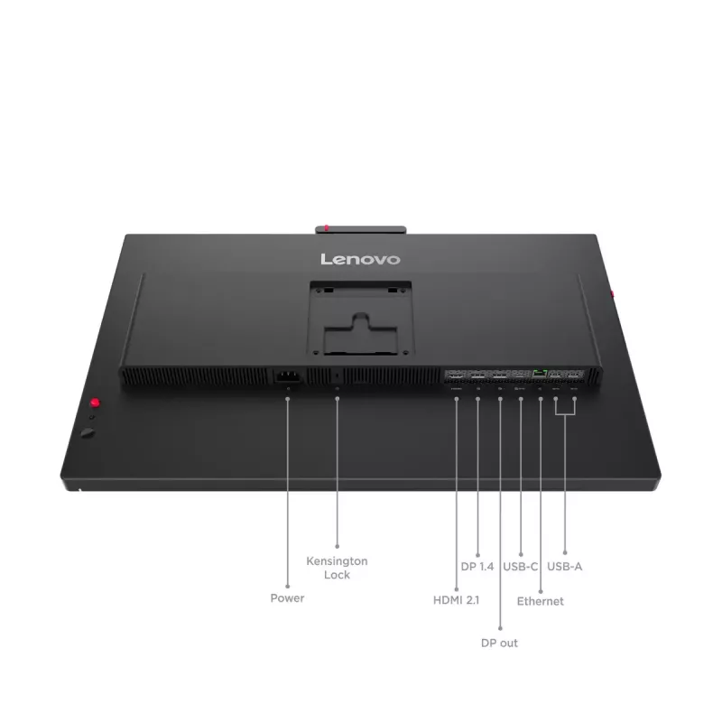 24 colių Lenovo ThinkVision T24-4v IPS LCD monitorius, 1920×1080 Full HD, 6 ms, 250 cd/m², įmontuoti garsiakalbiai, USB šakotuvas, VESA, aukščio reguliavimas, juodas