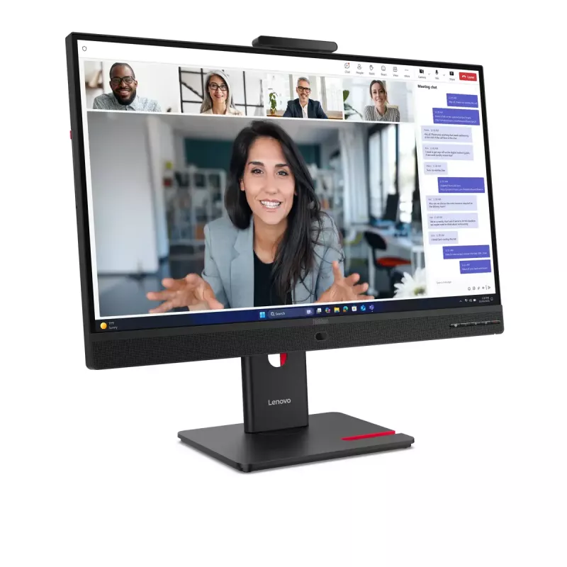 24 colių Lenovo ThinkVision T24-4v IPS LCD monitorius, 1920×1080 Full HD, 6 ms, 250 cd/m², įmontuoti garsiakalbiai, USB šakotuvas, VESA, aukščio reguliavimas, juodas