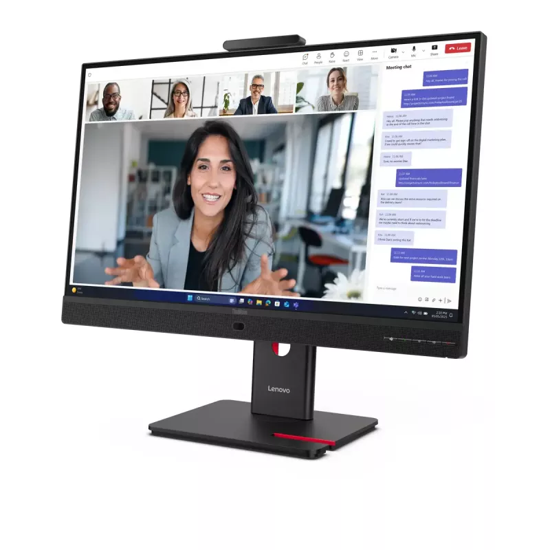 24 colių Lenovo ThinkVision T24-4v IPS LCD monitorius, 1920×1080 Full HD, 6 ms, 250 cd/m², įmontuoti garsiakalbiai, USB šakotuvas, VESA, aukščio reguliavimas, juodas