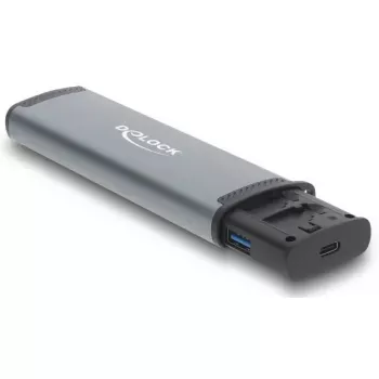 Kortelių skaitytuvas DELOCK USB 5 Gbps su SD ir MicroSD lizdais, USB 3.2 Gen 1 Type-A/Type-C, kabeliai ir adapteriai, juodas/pilkas