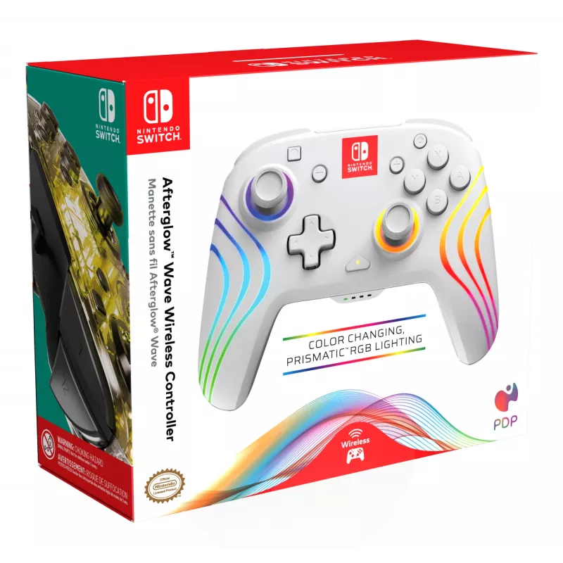 PDP Afterglow Wave White belaidis valdiklis Nintendo Switch, Nintendo Switch OLED