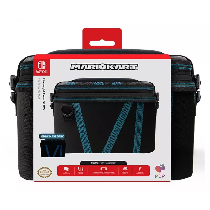 Kietas dėklas PDP Nintendo Switch Kart Drift Overnight Case GLOW juodai mėlynas