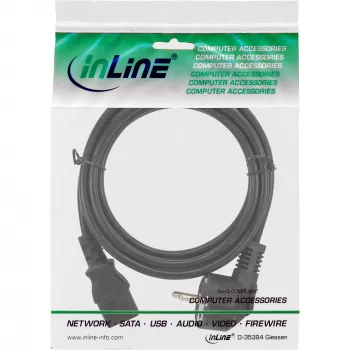 InLine maitinimo laidas, CEE 7/7 kampuotas / 3 kontaktų IEC C13 kištukas, 10 m