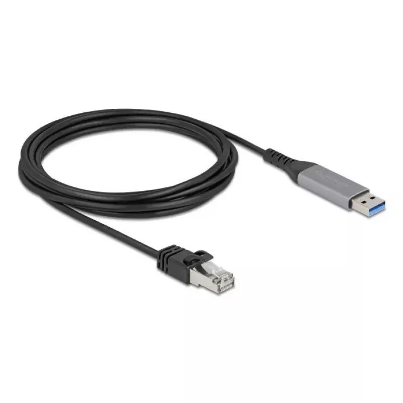 Tinklo kabelis DELOCK USB Type-A į RJ45 Gigabit Ethernet Cat6, 3 m, antracito/juodos spalvos