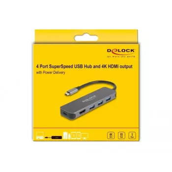DeLOCK 64171 nešiojamojo kompiuterio stotelė USB 3.2 Gen 1 Type-C 85W pilka