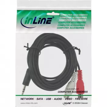 Audio kabelis 2x RCA moteriškas / 3,5 mm stereo vyriškas 1 m InLine 89941B