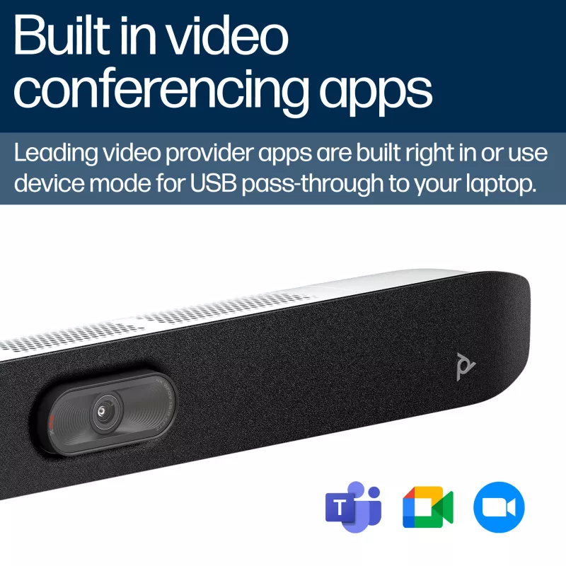 Vaizdo juosta HP Poly Studio X32 Viskas-viename, 4K Ultra HD, 20 MP, 5 asmenims, Wi-Fi, Ethernet, Bluetooth (be maitinimo šaltinio, TAA)