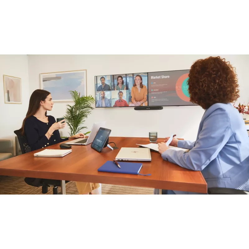 Vaizdo juosta HP Poly Studio X32 Viskas-viename, 4K Ultra HD, 20 MP, 5 asmenims, Wi-Fi, Ethernet, Bluetooth (be maitinimo šaltinio, TAA)