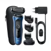 Braun Series 6 61-B1500s folijos skustuvas su barzdos apipjaustytuvu mėlynas