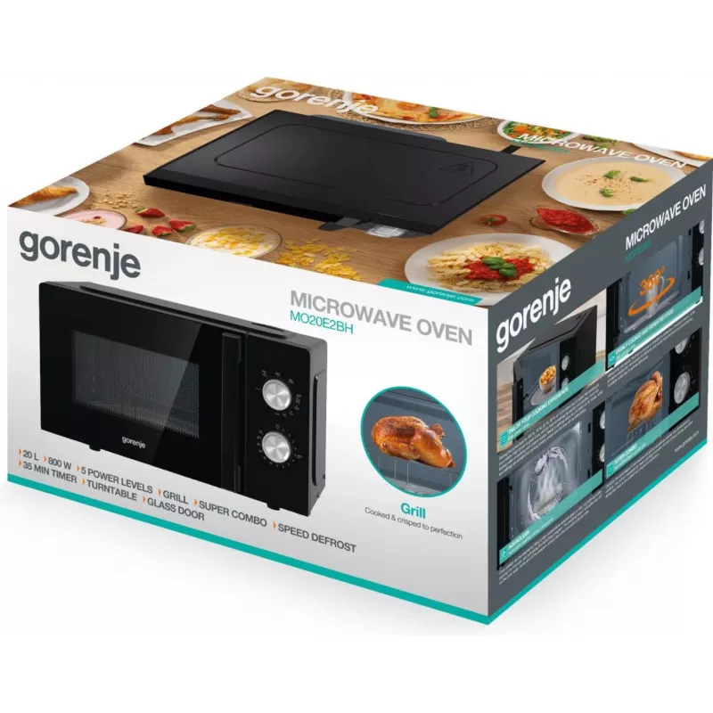 Gorenje MO20E2BH Juoda mikrobangų krosnelė su griliu 20 L 800 W