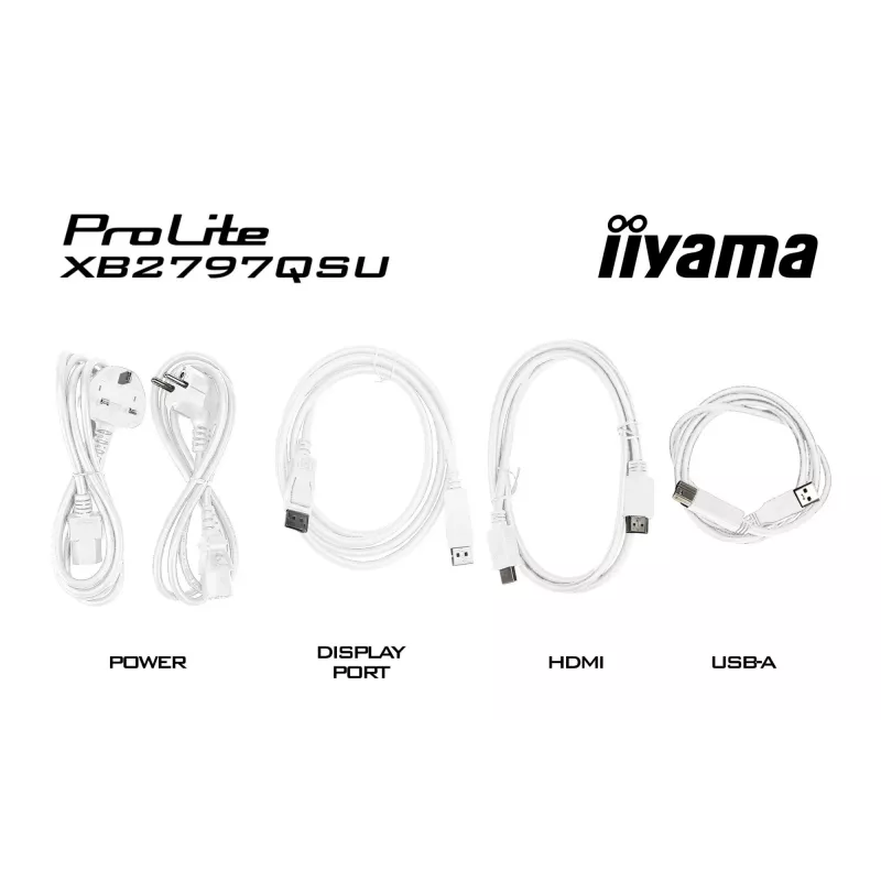 27 colių IIYAMA ProLite XB2797QSU-W1 IPS Quad HD (2560x1440) LED monitorius, 178° žiūrėjimo kampai, USB 3.2 šakotuvas, garsiakalbiai, VESA, aukščio reguliavimas, baltas
