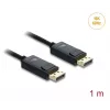 DELOCK Coaxial DisplayPort laidas 16K 60 Hz 80 Gbps pintas apvalkalas 1 m, DisplayPort į DisplayPort, juodas