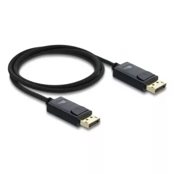 DELOCK Coaxial DisplayPort laidas 16K 60 Hz 80 Gbps pintas apvalkalas 1 m, DisplayPort į DisplayPort, juodas
