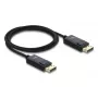 DELOCK Coaxial DisplayPort laidas 16K 60 Hz 80 Gbps pintas apvalkalas 1 m, DisplayPort į DisplayPort, juodas