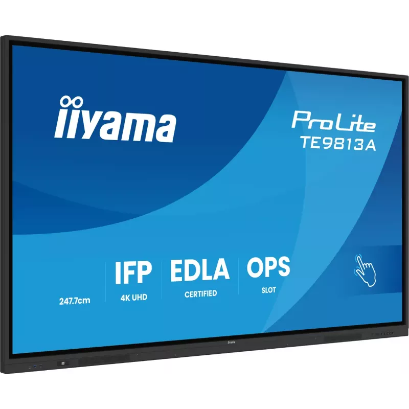 Interaktyvus plokščiasis ekranas IIYAMA TE9813A-B2AG 97,5 colio (2,48 m) 4K Ultra HD 500 cd/m² Wi-Fi Android 24/7 Juodas