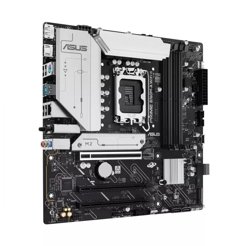 Pagrindinė plokštė ASUS PRIME B760M-A WIFI II micro ATX, Intel B760, LGA 1700, DDR5, 4 lizdai DIMM, iki 256 GB, Wi‑Fi 6E, 2,5Gb Ethernet