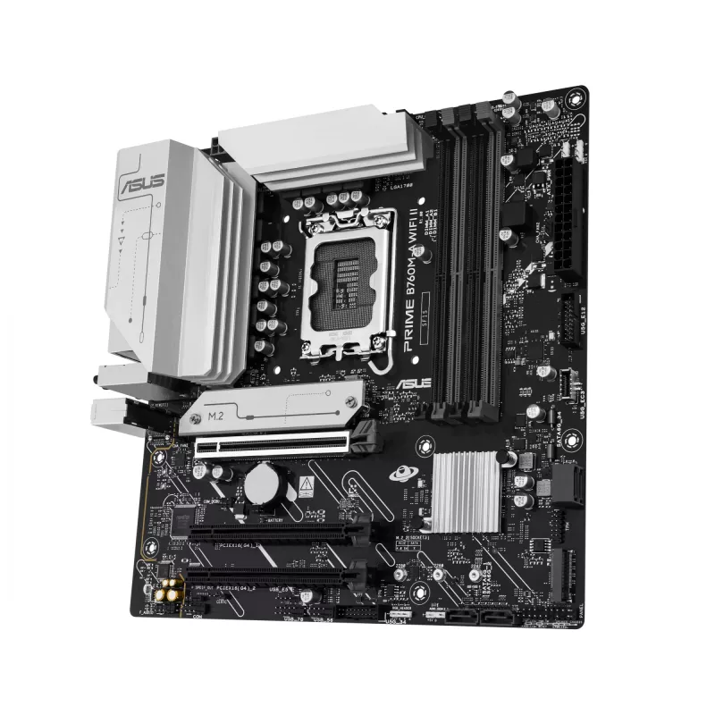 Pagrindinė plokštė ASUS PRIME B760M-A WIFI II micro ATX, Intel B760, LGA 1700, DDR5, 4 lizdai DIMM, iki 256 GB, Wi‑Fi 6E, 2,5Gb Ethernet