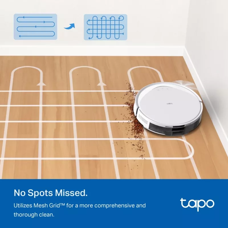 TP-Link Tapo RV20 Max baltas – išmanusis robotas dulkių siurblys su šluostymu ir LiDAR navigacija