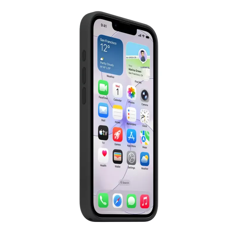 Silicone Dėklas su MagSafe Apple iPhone 17e — Juodas, Silikonas ir Mikropluoštas, 6.1 colio