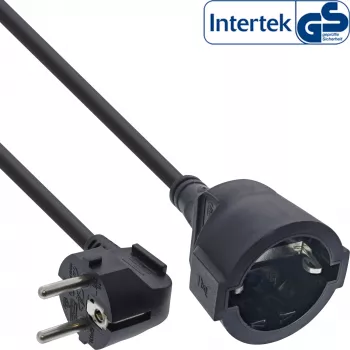 Prailginimo laidas su kampuotu kištuku Type F – EATON, 1,5 m, 1 lizdas, vidaus naudojimui, 230 V, juoda