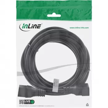 InLine maitinimo laidas C19 / C20 3 kontaktų IEC kištukas / lizdas juodas 7,5 m