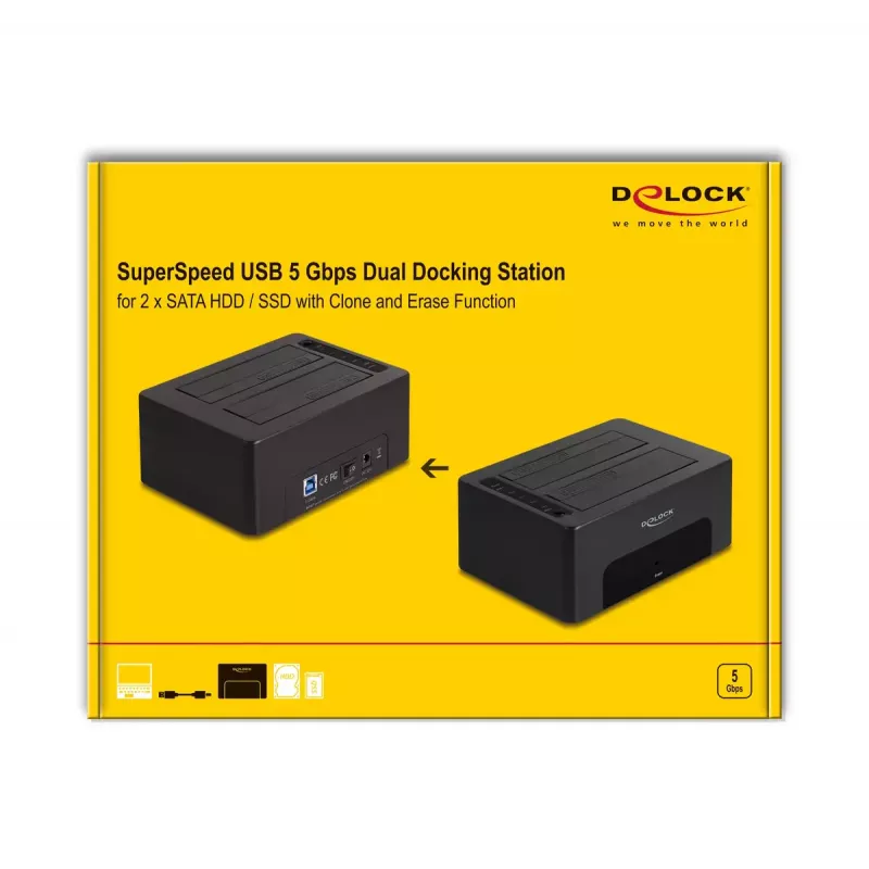 Išorinis HDD/SSD korpusas DeLOCK 64187 Juodas 2.5/3.5 colio 5 Gbit/s