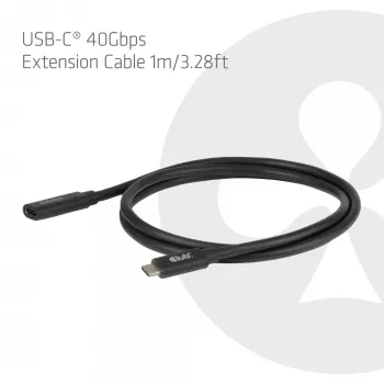 USB-C 40Gbps prailginimo laidas 1 m — club 3d, USB-C į USB-C, juodas