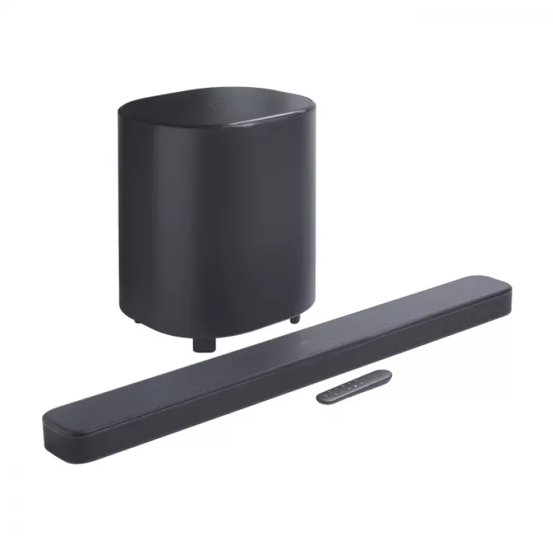 Garsiakalbio juosta JBL Bar 500MK2 Juoda — 5.1 kanalo, 750 W, Dolby Atmos, belaidė ir laidinė, žemų dažnių garsiakalbis