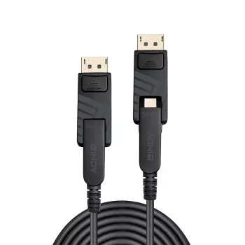 Lindy 30m Hibridinis šviesolaidinis Mini DisplayPort 1.4 laidas su nuimamomis DP jungtimis