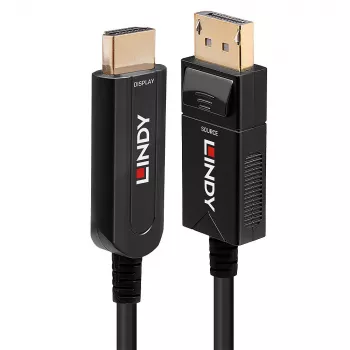 Lindy 40m pluoštinis hibridinis DisplayPort 1.2 į HDMI 18G laidas