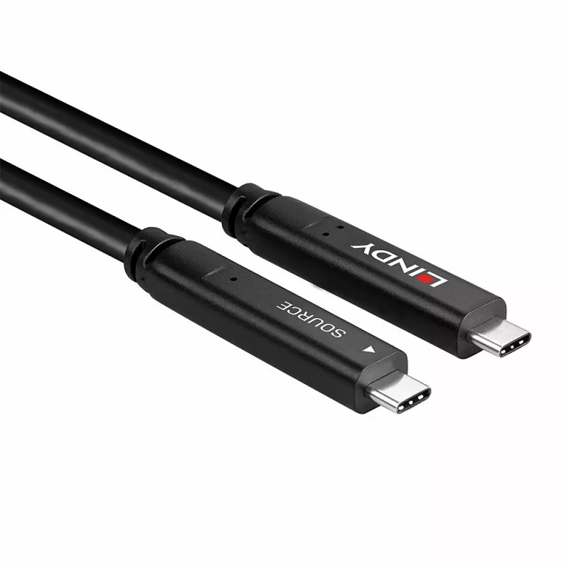 Lindy 15 m USB 3.2 Gen 2 ir DP 1.4 Type C hibridinis kabelis, juodas