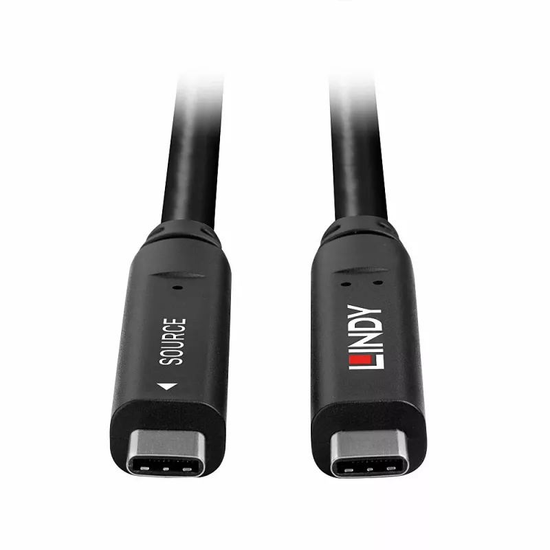 Lindy 15 m USB 3.2 Gen 2 ir DP 1.4 Type C hibridinis kabelis, juodas