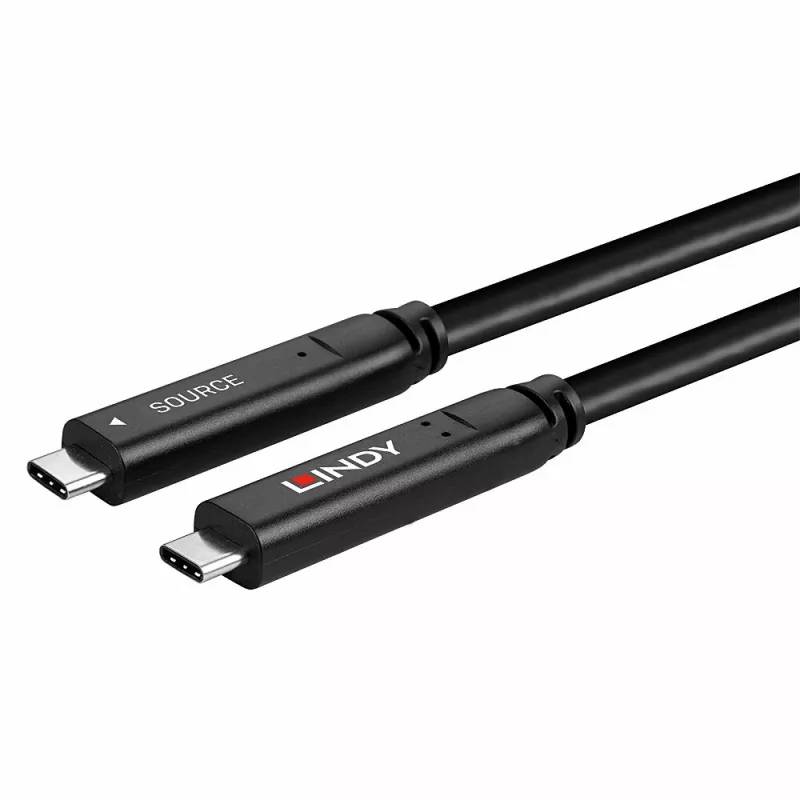 Lindy 15 m USB 3.2 Gen 2 ir DP 1.4 Type C hibridinis kabelis, juodas