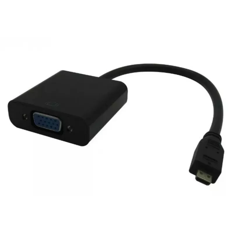 MicroConnect Micro HDMI į VGA adapterio laidas 0,25 m (HDMI Type D / VGA D-Sub) juodas