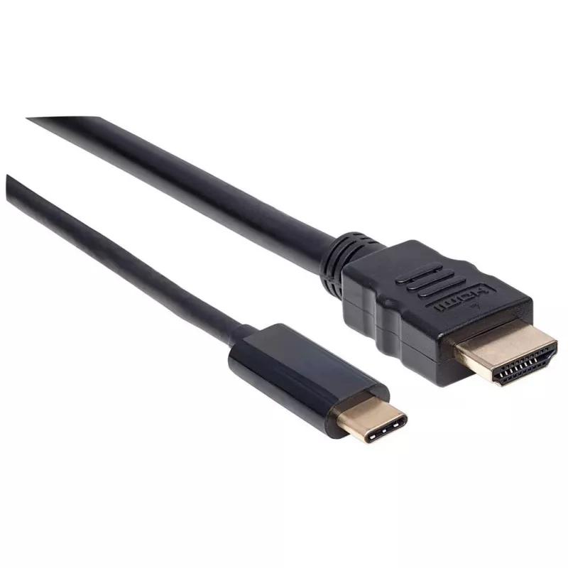 Manhattan USB-C į HDMI kabelis, 4K@30Hz, 2m, juodas, vyriškas į vyrišką, trejų metų garantija