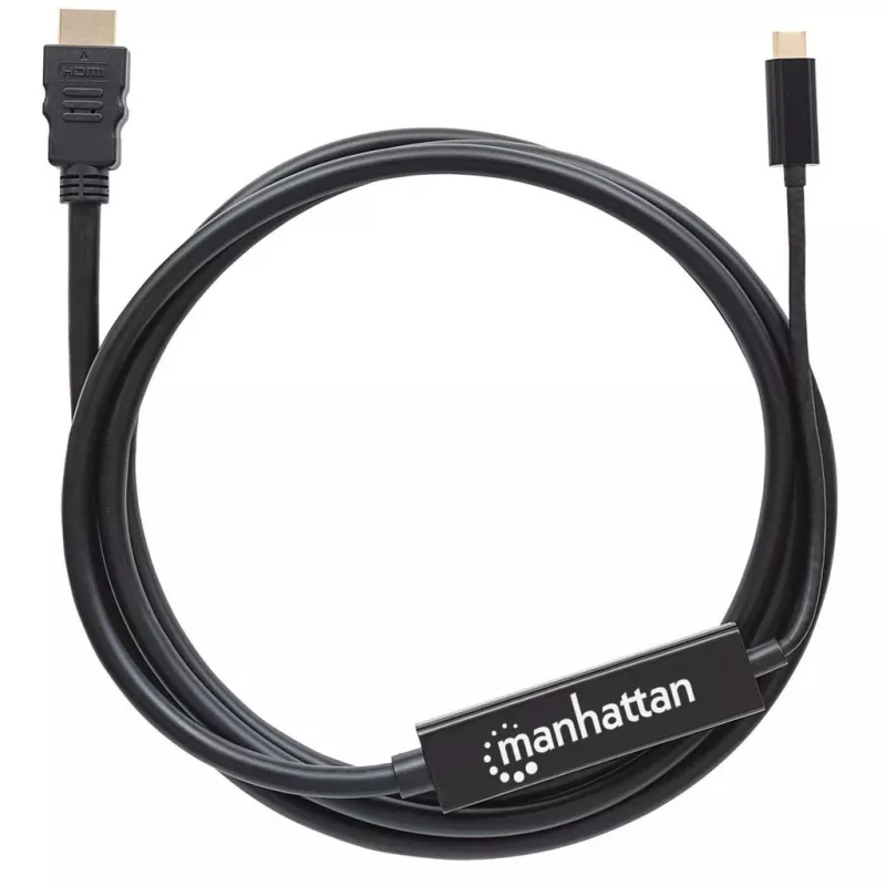 Manhattan USB-C į HDMI kabelis, 4K@30Hz, 2m, juodas, vyriškas į vyrišką, trejų metų garantija