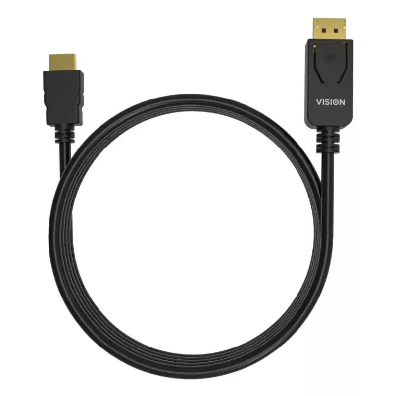 Vaizdo kabelio adapteris VISION TC 2MDPHDMI8K/BL — 2 m DisplayPort į HDMI, 6 mm, juodas